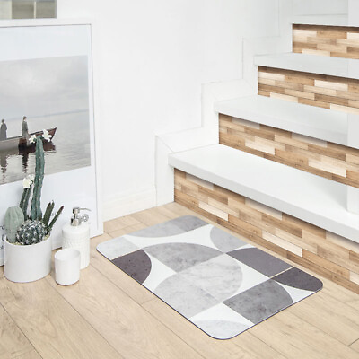 #ad 20pcs PVC Wood Grain Brick Self adhesive Bath Kitchen Wall Stair Tile Sticker $5.79