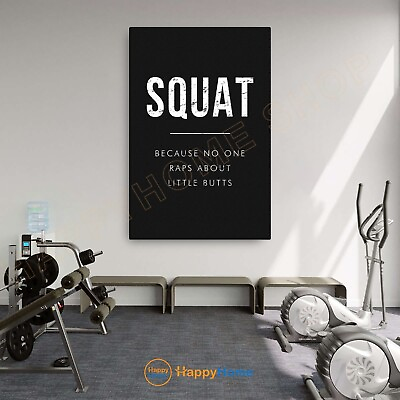 #ad #ad Gym Quote Wall Art Squat Exercise Workout Room Fitness Gym Print Home Decor P931 $49.35
