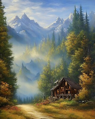 #ad #ad Bob Ross Style Limited Edition Landscape Art Print Signed Rustic Wall Art Decor $19.99