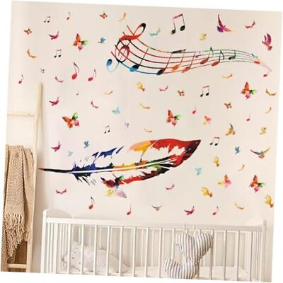 #ad Colorful Feather Wall Stickers for Living Room Bedroom Kids Room Wall Decor $22.88