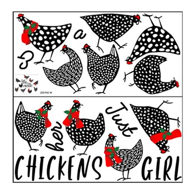 #ad 2 Sheets Kitchen Wall Stickers PVC Chickens Hen DIY Wall Art Decal Decoration $10.40