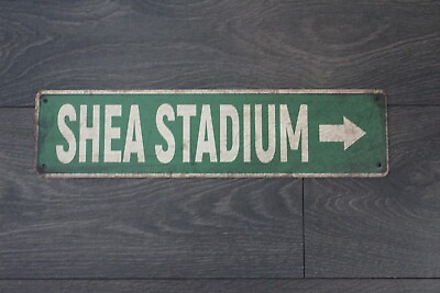 #ad Shea Stadium This Way Tin Metal Sign Vintage Rustic Look Street Sign Mets Fan XZ $10.97