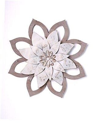 #ad Metal Art Wall Sculpture Modern Flower Wall Decor 3D Flower Statue White $84.46