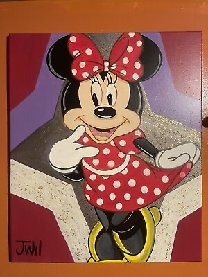 #ad Glitter Minnie Mouse Wall Art Painting On Canvas $80.00