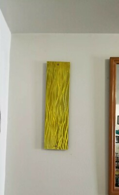 Modern Abstract Metal Wall Art painting yellow Sculpture Home Decor living room $85.00