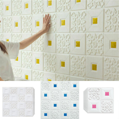 #ad 10Pcs 3D Wall Panels Self adhesive Tile Brick Sticker Waterproof Foam Wallpaper $13.86