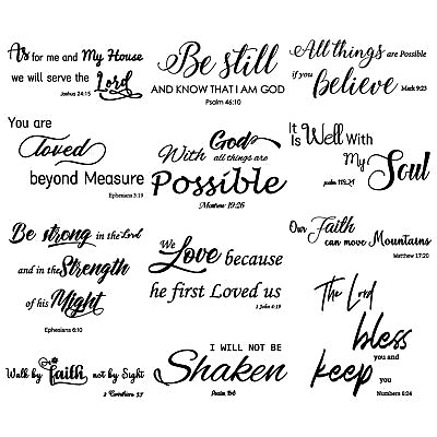 #ad 12 Pcs Bible Verse Wall Stickers Inspirational Quote Wall Decals for Living Room $14.99