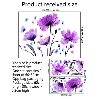 #ad #ad Wall Stickers Purple Flower Home Room Decoration Bedroom Adhesive Interior D ❤TH $8.98