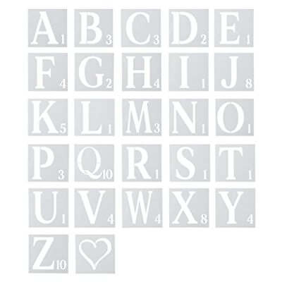 #ad 27 Pcs 6In Reusable Letters and Numbers Stencils for Painting Wall Art DIY Craft $14.99