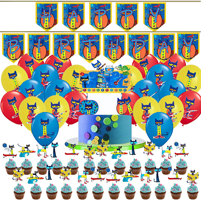 #ad Pete The Cat balloon cupcake birthday party decoration theme idea supplies $11.99