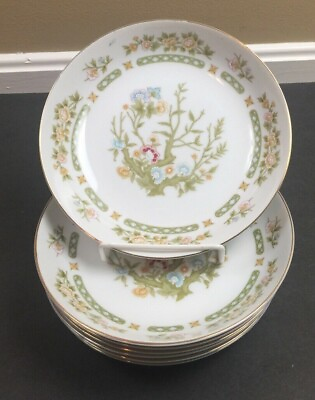 #ad Baum Bros Brothers 9quot; Soup Bowls Fine China Vintage Saybrook Set of 6 $60.00