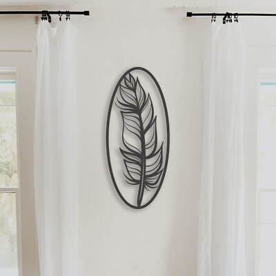 #ad Metal Feather Boho Wall Art Decor Minimalist Large Feather Home Decorations $78.00