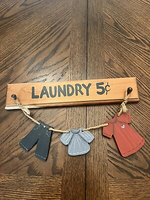 #ad LAUNDRY IS MY LIFE HANGING VINTAGE WOODEN SIGN Home Decor Laundry Room Clothes $9.00