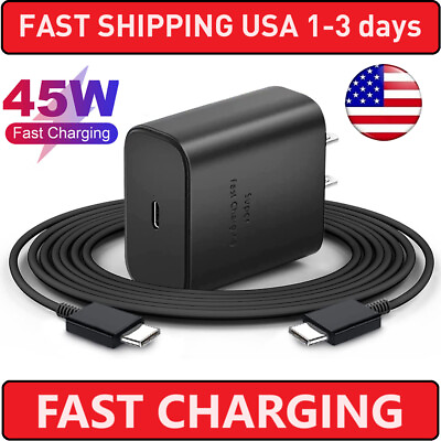 #ad 45W Fast Wall Charger Adapter 6ft Type C Power Cable For Samsung S22 S21 S20 FE $3.52