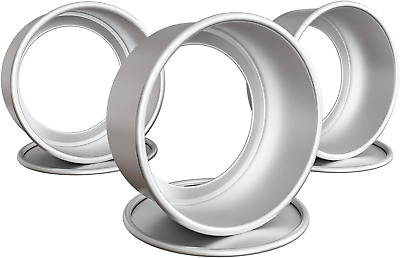 #ad #ad 6 Inch Cake Pan Set of 3 Round Aluminum Cake Moulding Pans with Removable For $22.25