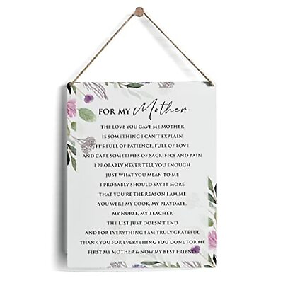 #ad Floral Mother Sign Gifts Rustic for My Mother Wooden Signs for Mother#x27;s Day B... $15.04