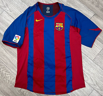 #ad Barcelona 2004 2005 Home Football Shirt Soccer Jersey Size L Excellent $110.00