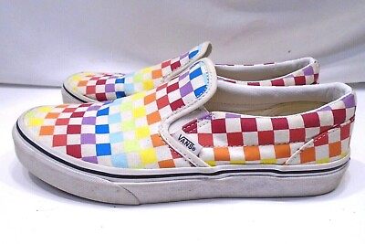 Vans Off The Wall Girls Checkerboard Slip On Shoes Sneakers Youth Size 6 $16.97