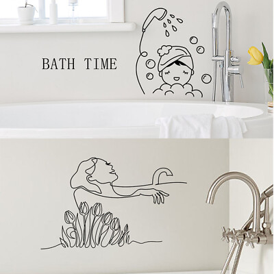 #ad #ad Wall Art Stickers Self Adhesive Cartoon Wall Stickers Enjoy Relax Bathroom US $3.90
