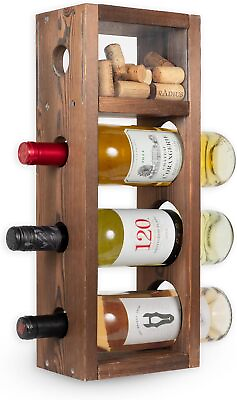 #ad #ad Rustic State Sonoma Countertop Wood Vertical Wine Rack with Cork Burnt Brown $42.49