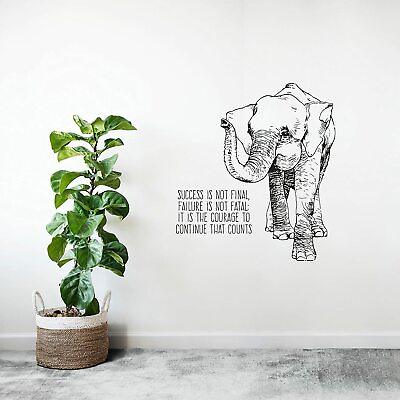 Final Failure Quote Elephant Animal Wall Art Stickers for Kids Home Room Decals $14.00