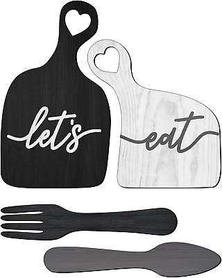 #ad Let#x27;S Eat Kitchen Wall Art Decor Rustic Farmhouse Style for Kitchen Dining Roo $19.99