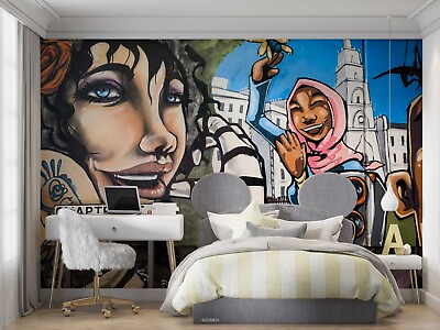 #ad 3D Cartoon Architecture Person Self adhesive Removeable Wallpaper Wall Mural1 $224.99