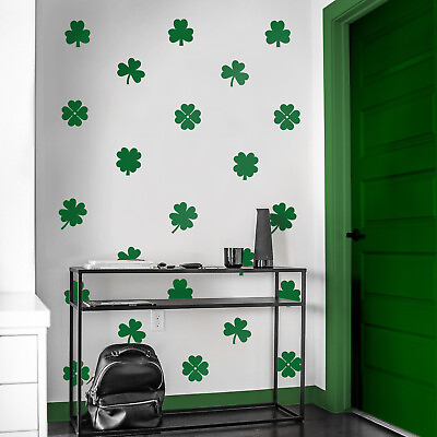 #ad #ad Set of 15 Vinyl Wall Art Decals Leaf Clovers 5quot; x 5quot; St Patrick#x27;s Day $11.99