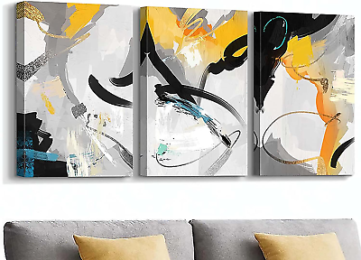 Abstract Wall Art Canvas 3 Piece Pictures for Living Room Wall Decoration Framed $48.52
