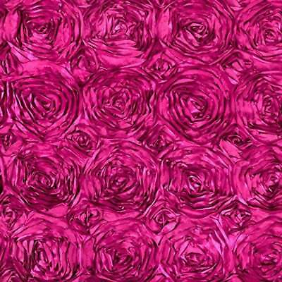 #ad Fucshia Rosette Satin Fabric – Sold By The Yard Roses Floral Flowers Satin Decor $16.99