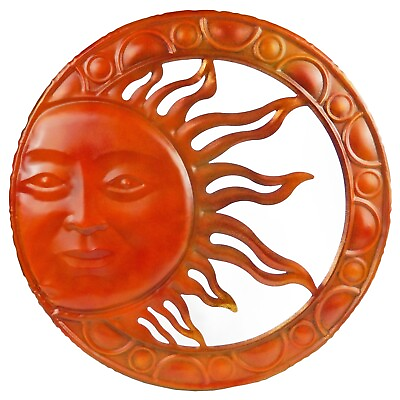 #ad Colorful Tin Metal Sun Face Rays Wall Decor Embossed Garden Porch Accent 20 inch $42.25