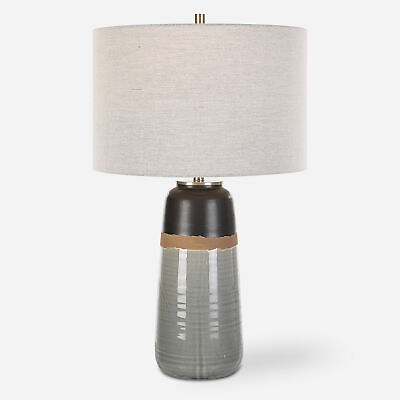 #ad #ad Elegant Two Tone Rustic Table Lamp 26 in Brown Gray Black Ceramic Farmhouse $213.00
