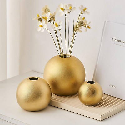 #ad Gold Vase Ceramic Vase Set of 3 Modern Vases for Decor Gold Vases Home Decor $63.66