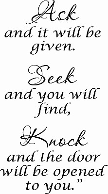 #ad #ad Ask Seek Knock 11 x 22 Bible Verse Vinyl Decal by Scripture Wall Art Stickers $11.19
