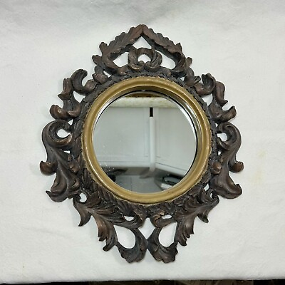 #ad #ad Mirror Wall Hanging Decor Ornate Scroll Art Burnished Bronze Resin 14x12” $34.99