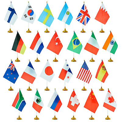 24 Pack Small Country Decor Flags with Stands for Office Decor 8 x 6 In $16.99