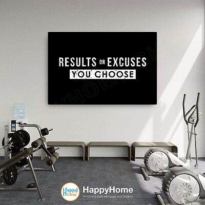 #ad #ad Results or Excuses Wall Art Home Gym Decor Workout Room Fitness Print Art P601 $70.25