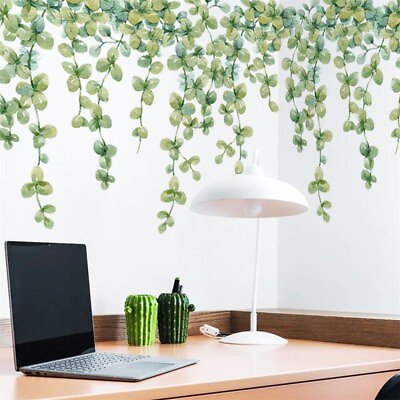 Fresh And Artistic Green Plants Eucalyptus Leaf Stickers Bedroom Wall Stickers $11.82