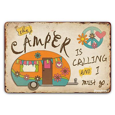 #ad Metal Sign The Camper Is Calling Rustic Decor Vintage Sign Home Kitchen Bedro... $16.71