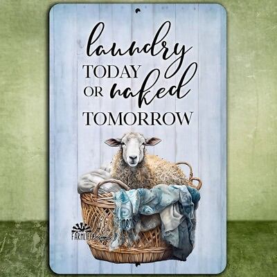 #ad #ad Sheep in Clothes Basket Laundry Room Sign lamb wall art metal decor $24.95