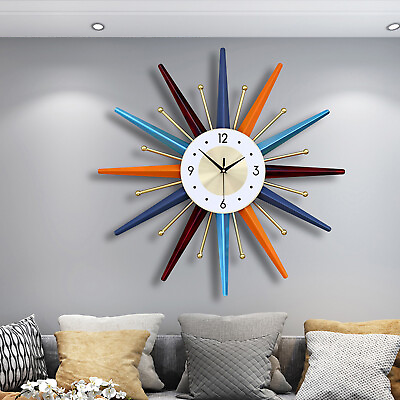 Vintage Style Mid Century Starburst Wall Clock Oversized 3D Wall Watch 56cm Home $52.00
