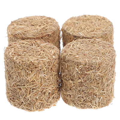 #ad 4 Mini Hay Bales Decorative Figurines for Rustic Room amp; Garden Display OS $8.06