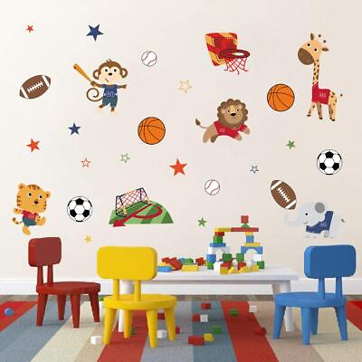 #ad Sports Animals Wall Decals Monkey Elephant Giraffe Wall Stickers Baby Nursery... $20.76