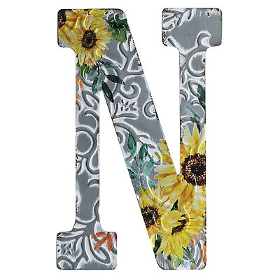 #ad 12quot; Letters for Wall Decor Embossed Metal Numbers with Sun Flower Rustic Ha... $23.76