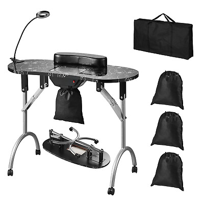 #ad VEVOR Portable Manicure Table Foldable Nail Table with Electric Dust Collector $128.99