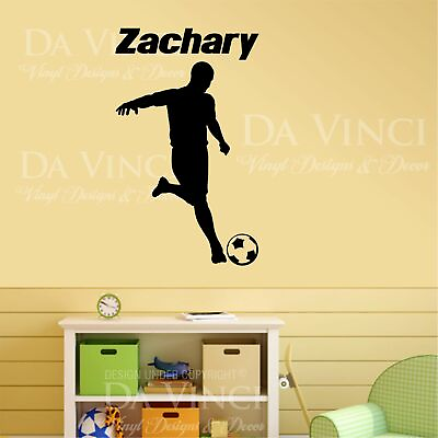 #ad Soccer Player Boy Decal Custom Name Wall Room Personalized Vinyl Sticker A $41.99