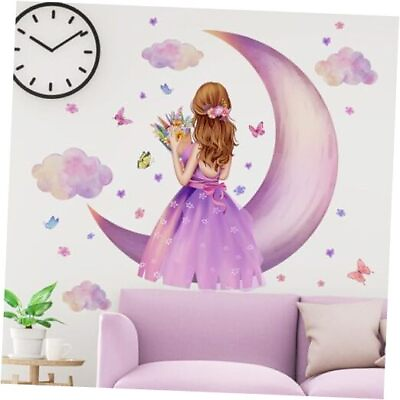 #ad Wall Stickers Art Decorative Wall Decals Wall Decor for Kids Moon Girl $24.25