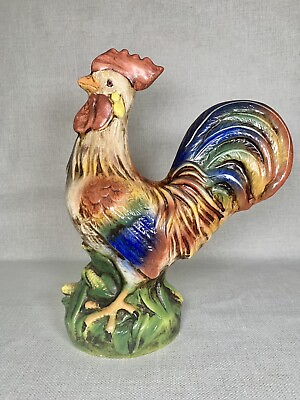 #ad Vtg Country Farmhouse Ceramic Rooster Hen Figurine Statue Home Decor $38.00