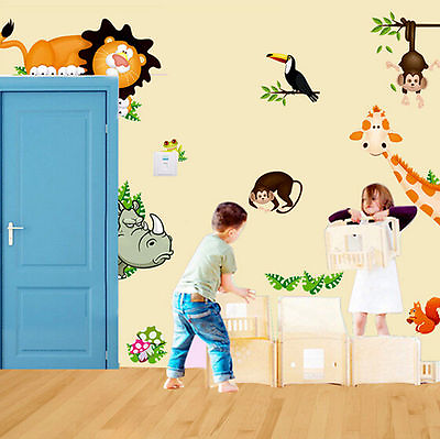 #ad quot;Buy 1 Get Freequot; Jungle Wild Animal Zoo DIY Wall Sticker Decal For Kids Nursery $7.19