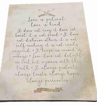 #ad “Love is patient Love is kind” Wall Canvas Art 20”x16” Home Decor $12.00
